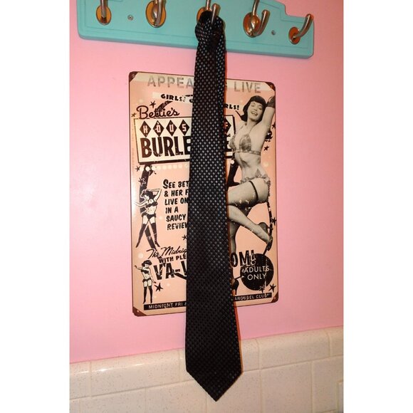 Grey & Black Geoffrey Beene Silk Neck Tie mens formalwear - Picture 4 of 6